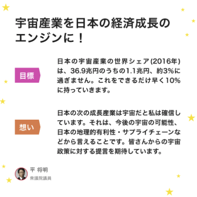 宇宙産業を日本経済成長のエンジンに！